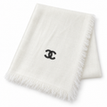 Chanel Style Lightweight Embroidered Logo Scarf