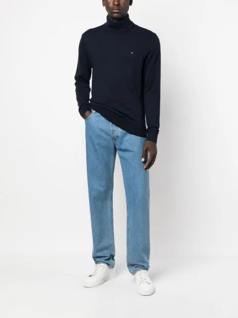 Tommy Hilfiger logo-embroidered turtleneck jumper