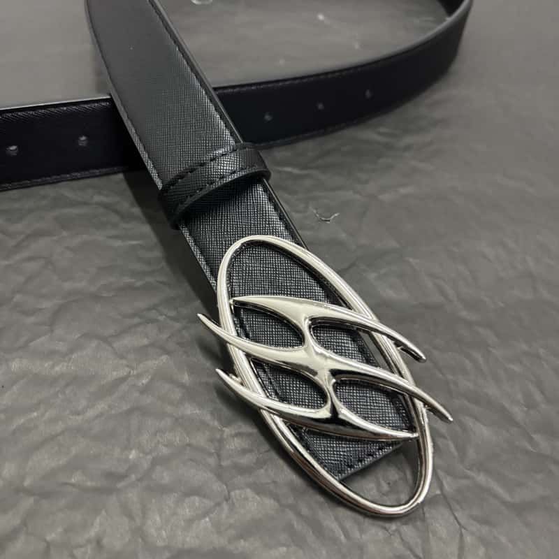 Cleanfit Leather Belt Futuristic Lightning Metal Buckle Waist Belt