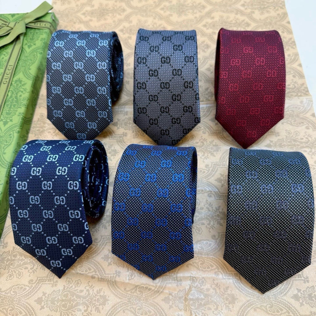 Gucci Style Men's GG Monogram Silk Tie