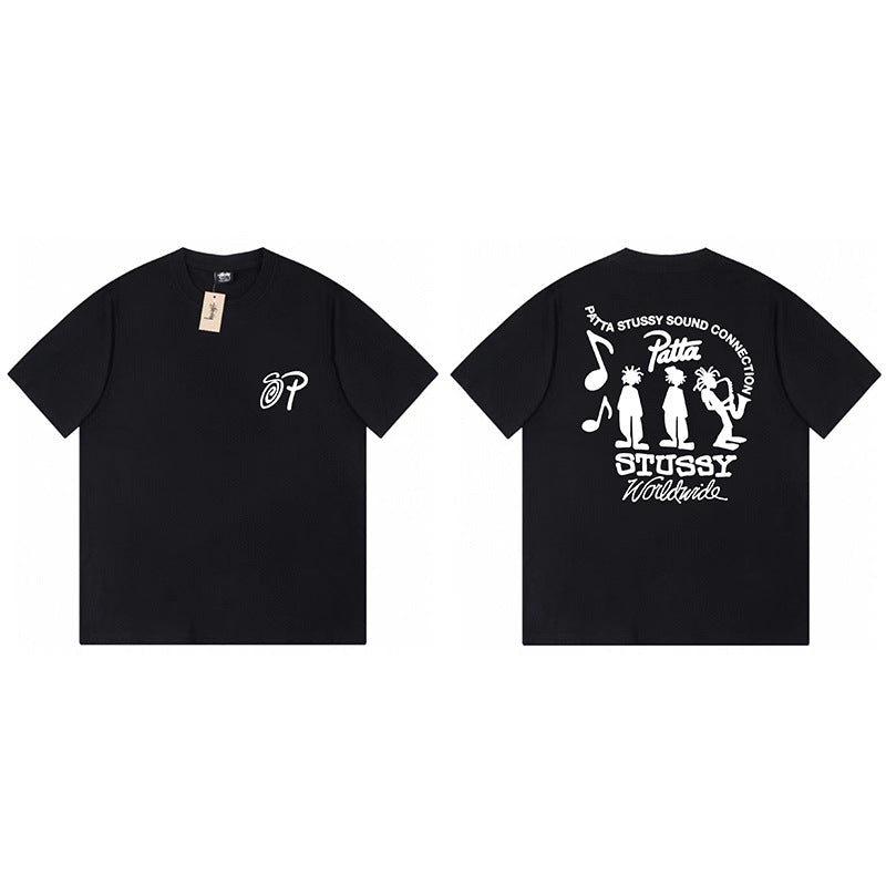 Stussy Graphic Print Collection Loose Casual Short Sleeve T-Shirt
