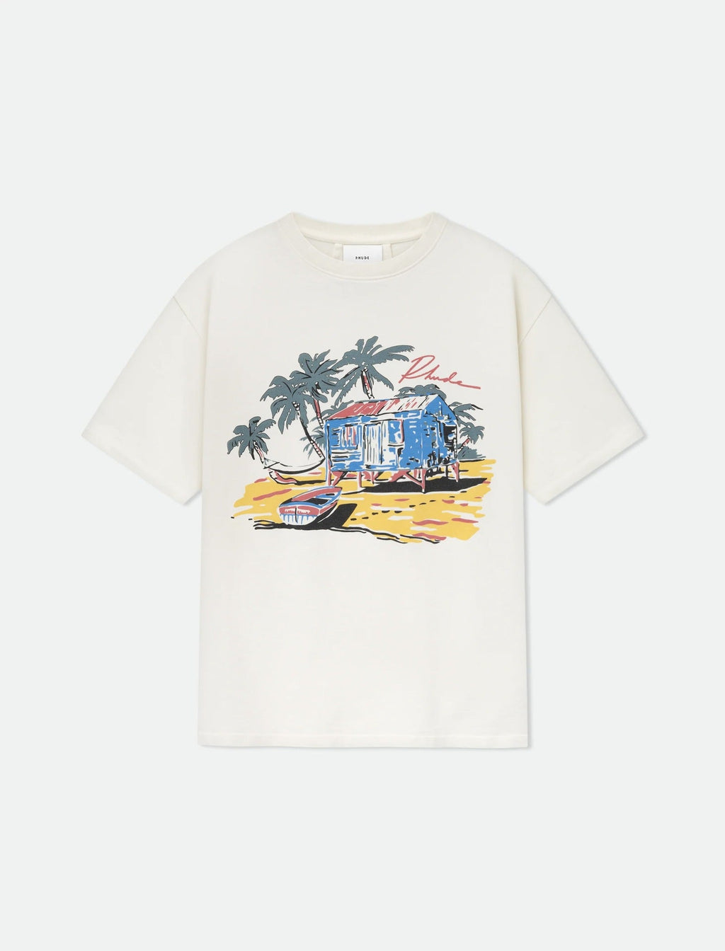 Rhude Vintage Sunset Coconut Tree Graphic Oversized Tee Streetwear