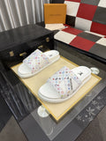 Louis Vuitton White Monogram Print Slide Sandals